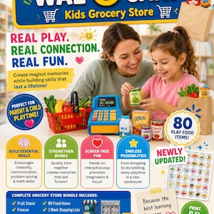 Kids Grocery Store Printable PDF Bundle | Pretend Play Grocery Store | Dramatic Play Center | Screen Free Learning | Instant Download