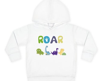 Kleurrijke dino 'ROAR'-peuterhoodie | Dinosaurustrui voor kinderen