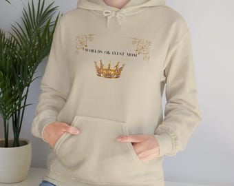 Felpa con cappuccio con illustrazione di corona dorata / Felpa minimalista con grafica regale a corona