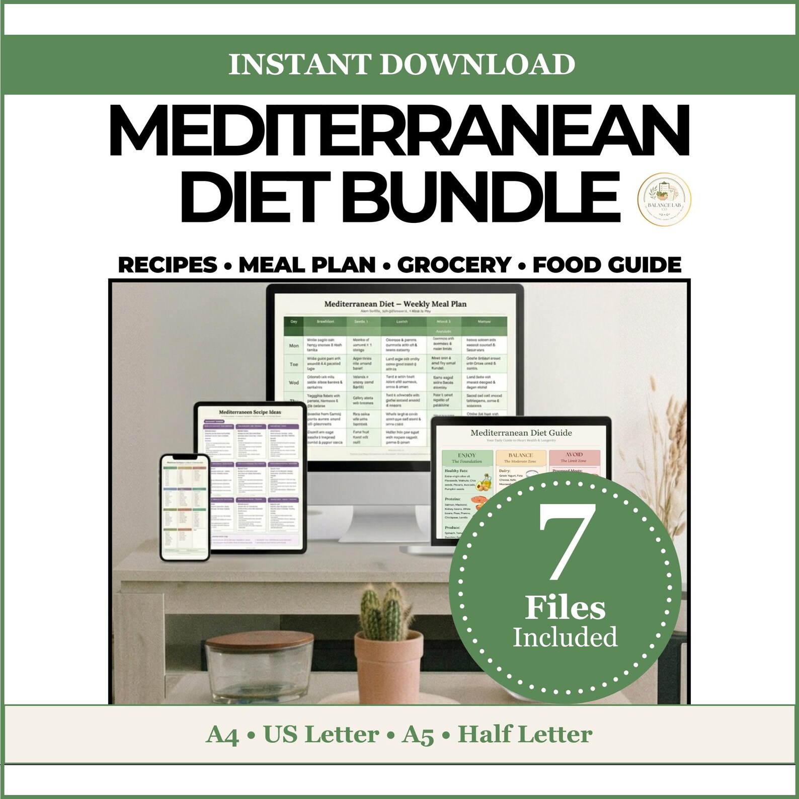 Mediterranean Diet Food List Printable & Weekly Meal Planner Bundle_ 27 ...