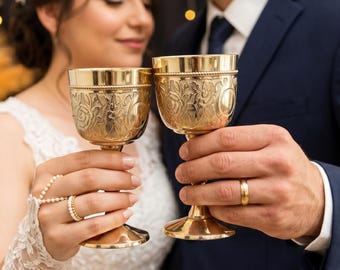 Calice personnalisé rose en laiton, coupe en laiton de communion - verre à vin pour rituels, mariage, occasion - thème médiéval du roi Arthur