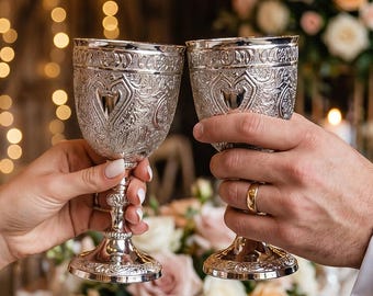 Personalized Engraved Brass Goblet, Medieval Wedding Chalice, Custom Wine Cup
