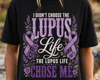 Lupus PNG, diseño de lazo morado de concientización, cita inspiradora de guerrero, estética floral de apoyo, defensa de las enfermedades autoinmunes (descarga digital)