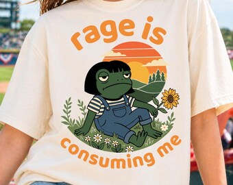 Rage Is Consuming Me PNG, Funny Grumpy Frog Clipart, Cottagecore Goblincore Style, Sarcastic Meme Animal for Frog Lovers (Digital Download)