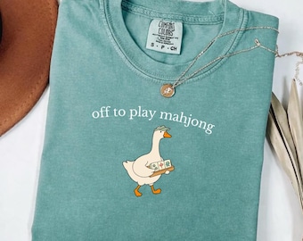 Off to Play Mahjong PNG, Funny Goose Mahjong Clipart, Minimal Game Night Humor, Mahjong Club and Tile Game Lovers (Digital Download)