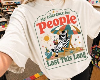 Funny Zebra PNG My Tolerance For People Lasts This Long, Sarcastic Anti Social Quote PNG, Introvert Humor Shirt Design, Digital Download