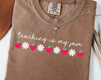 Teaching Is My Jam PNG, Teacher Appreciation Clipart, Strawberry Daisy Design, Back To School, Teacher Team (Digital Download)