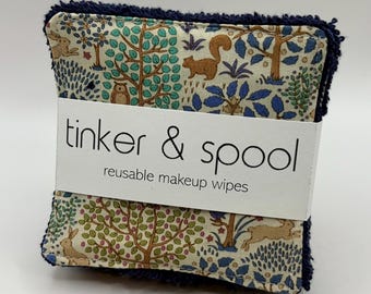 Reusable Makeup Wipes (forest creatures/navy)