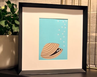 Clam Cut-Paper Collage Print (5x7)