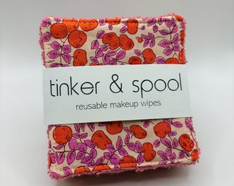 Reusable Makeup Wipes (orange floral/pink)
