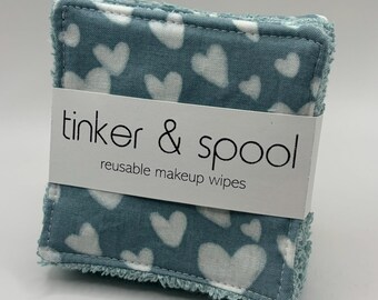 Reusable Makeup Wipes (cloud hearts/light blue)