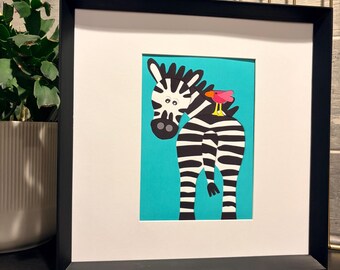 Zebra Cut-Paper Collage Print (5x7)