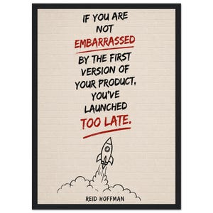 Poster encadré citation de Reid Hoffman – Art mural motivant une start-up d'entrepreneur