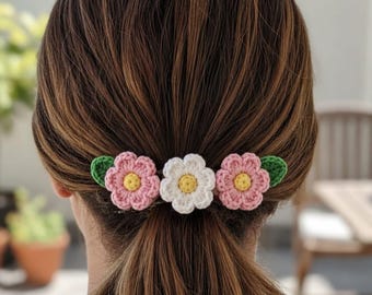 Schema per fermaglio per capelli a forma di fiore all'uncinetto / Tutorial per accessorio floreale (Download PDF)