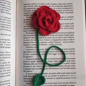 Crochet Rose Bookmark Pattern | Red Rose Flower Bookmark PDF | Coiled Rose Crochet Tutorial | Digital Download
