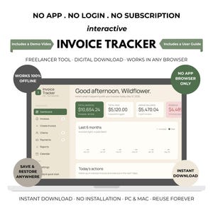 Invoice Tracker Digital | Freelancer Small Business | Google Sheets Alternative | Instant Download HTML/ Browser Based Tool