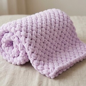 Patrón de manta para bebé, tejido con hilo de bucle, sin agujas, fácil de hacer, suave, regalo (PDF)