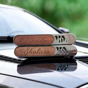 Custom Name Car Vent Air Freshener, Natural Wood and Metal Clip with Long-Lasting Scent, Unique Personalized Auto Accessory