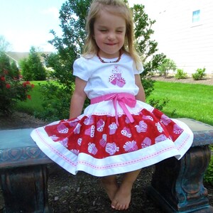 Girls Hearts and Cupcake Skirt with Embellished T-Shirt image 2