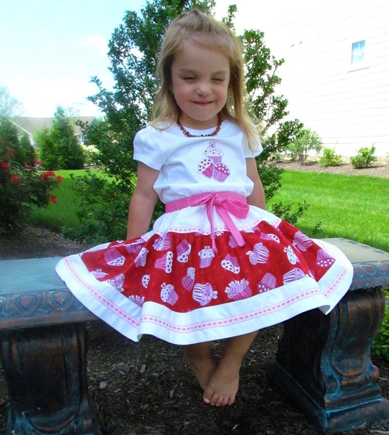 Girls Hearts and Cupcake Skirt with Embellished T-Shirt image 2