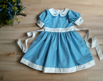 Embroidered Gingham Dress