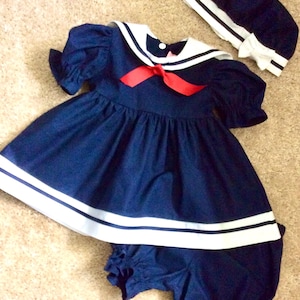 Vintage Seaside Infant Sailor Dress Set