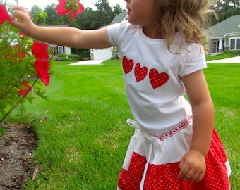 Girls Hearts and Cupcake Skirt with Embellished T-Shirt