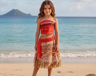 Girls Princess Moana Cosplay Costume / Toddler Ocean Costume Dress for Party & Halloween
