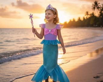 Kids Mermaid Ariel Dress / Ariel Inspired Little Mermaid Princess Costume for Girls