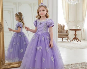 Girls Princess Rapunzel Cosplay Costume / Purple Rapunzel Dress For Toddler