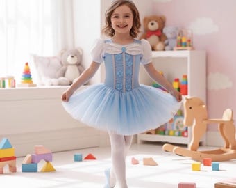 Girls Princess Cinderella Cosplay Costume / Baby Girls Blue Ballet Dancewear Tutu Dress