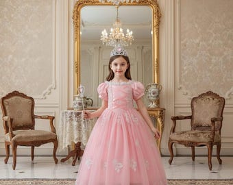Girls Princess Aurora Cosplay Costume / Sleeping Beauty Pink Aurora Dress For Toddler
