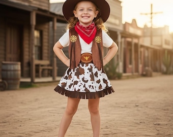 Girls Toy Story Jessie Cowgirl Costume | Kids Cowboy Cosplay Dress Up Outfit