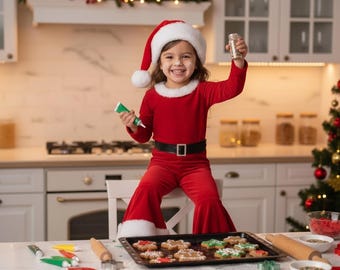 Kids Santa Claus Elf Cosplay Costume / Red Xmas Clothes Set