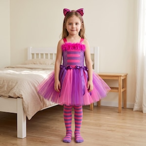 pink and purple striped dress cheshire cat Cheshire Cat Striped Pink Purple Spandex Dress, Woman Halloween Costume, Pink Purple Striped Cat Cosplay Outfit Party