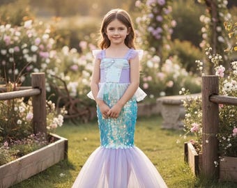 Kids Mermaid Ariel Dress / Ariel Inspired Little Mermaid Princess Costume for Girls