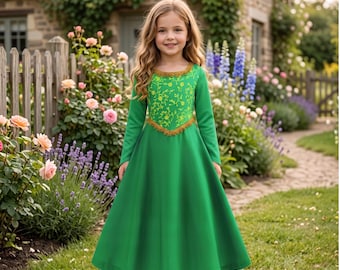 Déguisement Fiona vert cosplay pour fille/Robe d'Halloween de princesse pour tout-petit