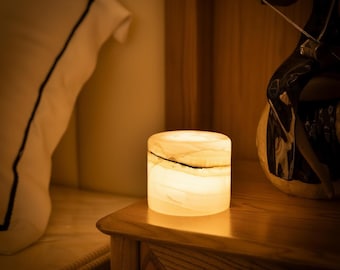 Rechargeable Mini Desk Lamp with Soft Glow | 5 Light Modes | Unique Natural Stone | Perfect Gift for Home Decor