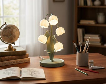 Lily of the Valley Table Lamp | Cottagecore Night Light | Floral Home Decor | Romantic Bedroom Accent for Cozy Spaces