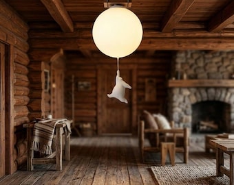 Cute Bear Globe Ceiling Lamp – Playful Children's Pendant Light for Kids Room & Nursery Decor