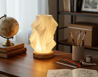 Personalized Wave Lamp | Boho Minimalist Table Light | Eco-Friendly Home Decor | Cozy Nightstand & Bedroom Accent | Unique Gift