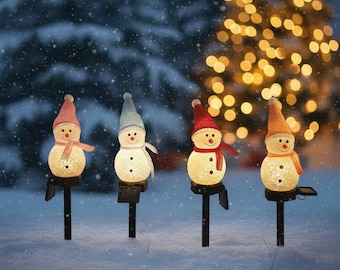 Solar Christmas Snowman Lights – Festive Garden Decorations for Outdoor Holiday Cheer