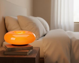 Vibrant Orange Donut Table Lamp: RGB Color Changing, Dimmable Touch Control for Bedroom & Living Room