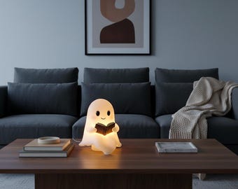 Cute Ghost Book Night Light | Whimsical Resin Lamp for Cozy Reading & Halloween Decor | Perfect Gift for Book Lovers