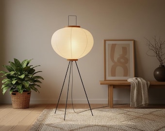 Wabi Sabi Japanese Rice Paper Floor Lamp – Minimalist Japandi Lighting for Calm Home Decor (120cm & 68cm Options)