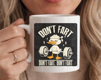 Funny Duck Weightlifting Mug, Gym Lover Coffee Cup