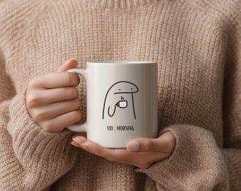 Personalized Ceramic Coffee Mug, Minimalist Design, Funny Morning Cup