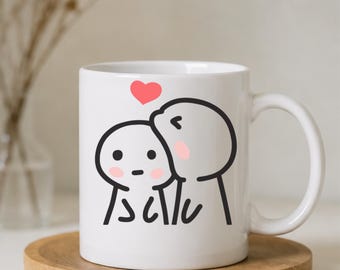 Ceramic Hug Mug, Minimalist Couple Coffee Cup, Personalized Gift