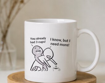 Funny Coffee Mug, I Need More Coffee, Ceramic Office Mug