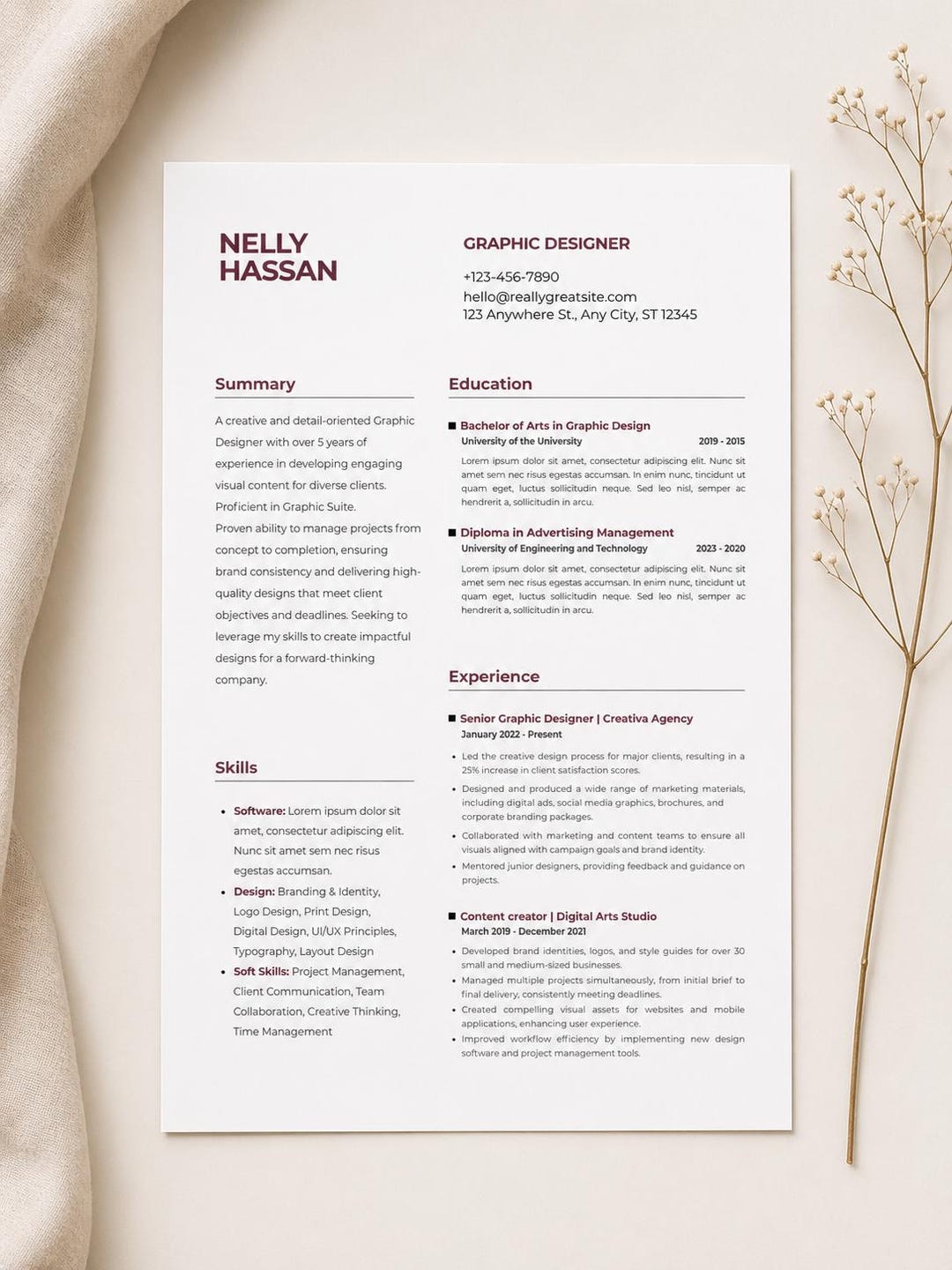 Modern Resume Template | ATS Friendly CV | Canva Editable | Instant ...